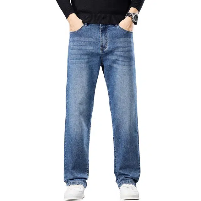 海尔斯 拉链运动休闲直筒牛仔裤 男款