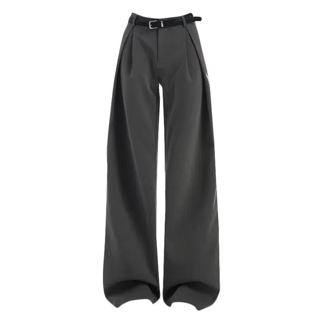 拾籍 美式立体工字褶弯刀阔腿裤女休闲高级感显瘦西装裤 女款