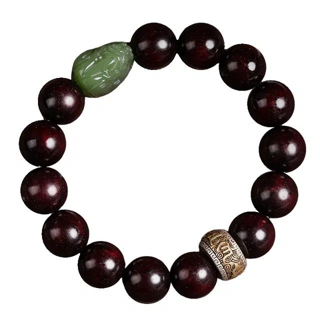 宣华意 【珍藏级】招财貔貅六字真言转运珠配饰 国潮新中式复古高端老料满金星手链事业运爆棚诸事顺遂#好运 紫檀属 手串 男女同款情侣款