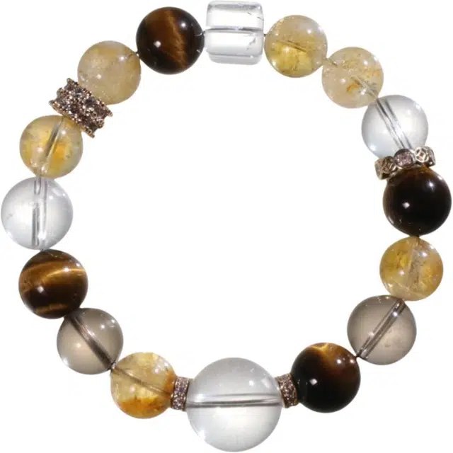 千叶珠宝 多宝招财优雅大气质感格调贵气轻奢高级感小众设计款精致百搭#好运天然 黄水晶 手串 男女同款情侣款