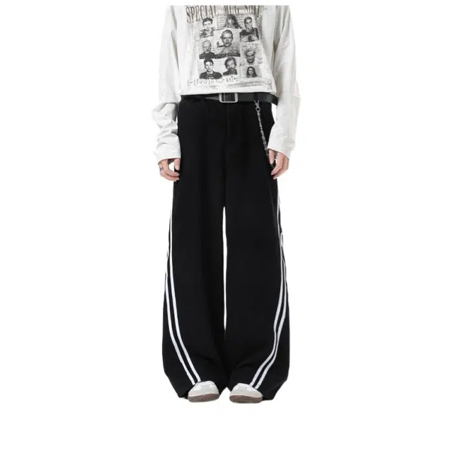 加荣 美式条纹牛仔裤男秋季高街水洗阔腿弯刀裤子潮牌痞帅青少年帅气男装潮流宽松休闲复古男款直筒长裤 男女同款