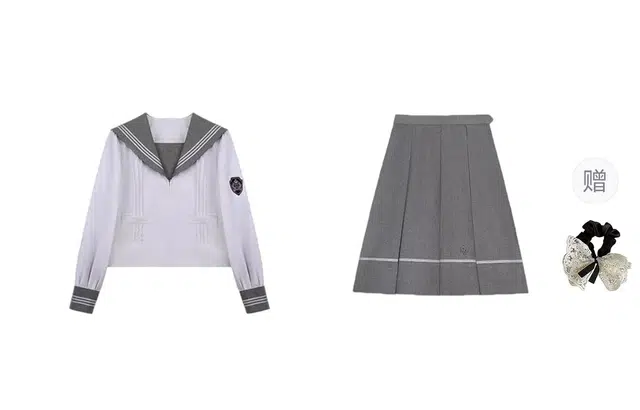 涂诗菲 日系水手服学院风海军领甜美清纯气质设计感休闲条纹纯色长袖上衣百搭短裙裙装套装 女款