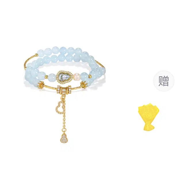 【高品质曜晶级】 金六福吉祥 碧色晴空新中式国潮风精致简约大气小众设计百搭气质#好运处理 东陵玉 手串 男女同款情侣款