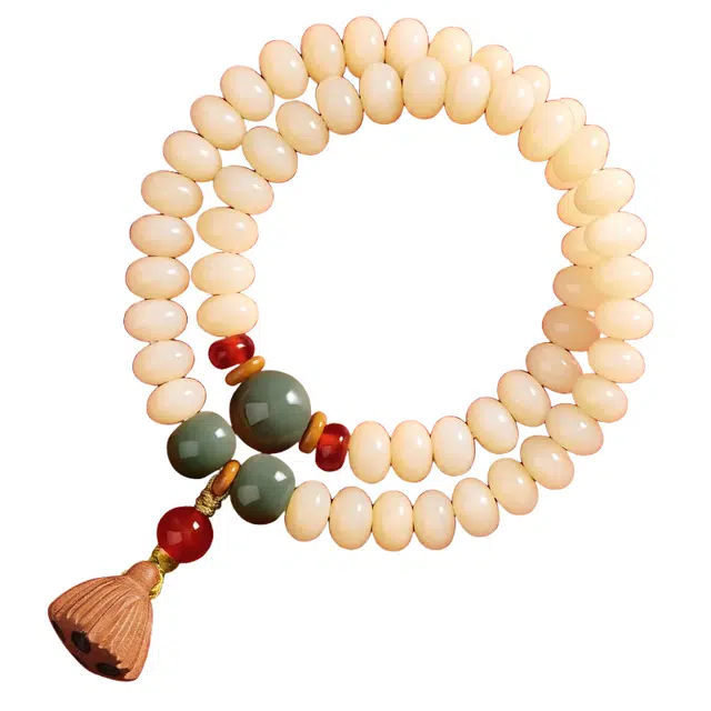 仙园韵 莲蓬新中式复古念珠佛珠通用吉祥如意文玩简约大气好运高级感 白玉菩提 手串 男女同款情侣款