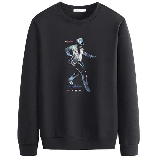 与狼共舞 美式高街风潮流时尚个性印花通勤休闲百搭青年年轻款抗菌弹力亲肤套头圆领卫衣 男款