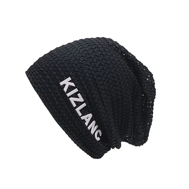 浪莎 韩版镂空薄款字母堆堆大头围显脸小针织包头户外时尚百搭 腈纶 绒线帽 男女同款情侣款