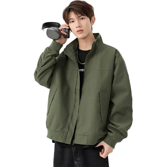黑马漫画 潮牌美式立领飞行员外套男秋季高级感痞帅硬汉廓形夹克 男女同款