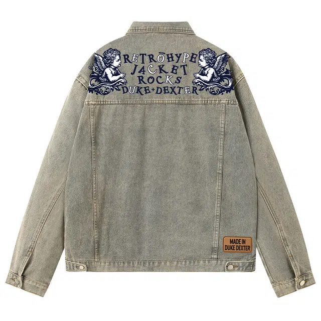 DUKE+DEXTER Angel Letter Print Denim Jacket