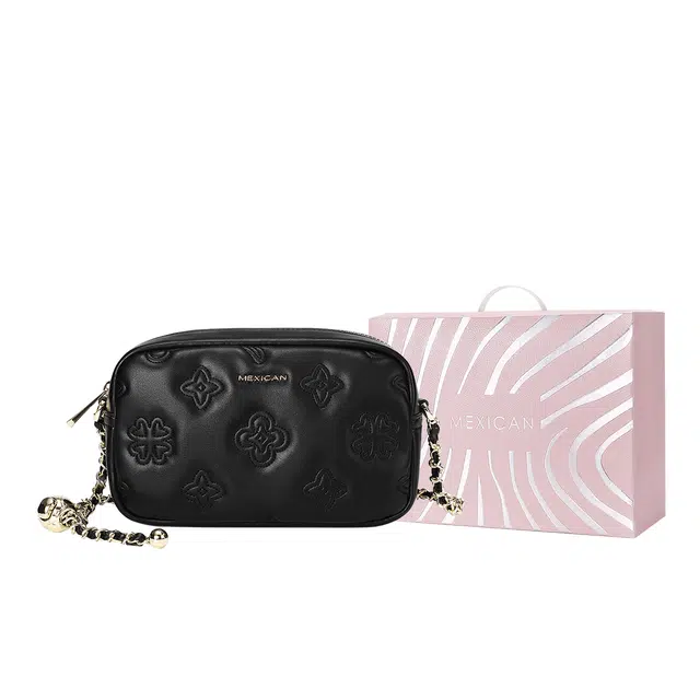 稻草人 时尚百搭四季款 聚氨酯 小方包手提单肩斜挎包 女款 黑色/米白