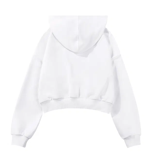 棉致 美式字母涂鸦卡通可爱百搭潮流创意简约舒适落肩连帽短款长袖卫衣 女款