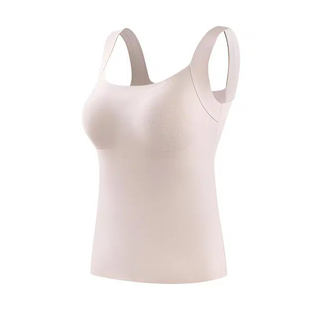 莫代尔 羊绒蚕丝带胸垫柔软亲肤舒适内衣抑菌除螨无痕修身打底衫日常通勤百搭保暖背心 女款