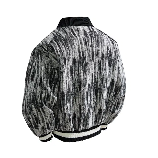 敦煌博物馆 美式高街大码扎染撞色提花小香风棒球领高级感防风保暖短款外套宽松舒适落肩金属可拆卸字母徽章百搭哈灵顿夹克 男女同款