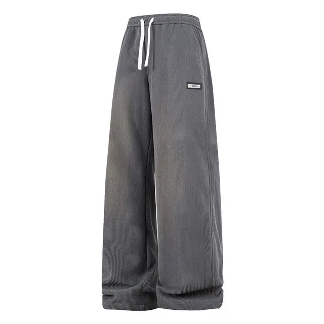 海尔斯 简约高街舒适直筒中腰宽松系带休闲裤 男款