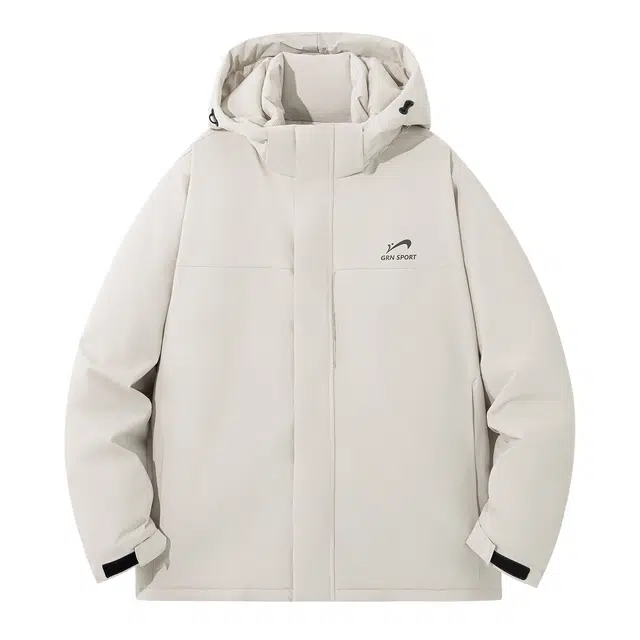 贵人鸟 暖行系列 简约品牌印花可拆卸防风连帽摇粒绒保暖内里工装加厚棉服外套 男女同款