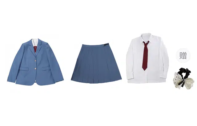 涂诗菲 日式清新温柔甜美学院风简约设计感长袖衬衫百搭纯色西装气质制服时尚百搭短裙裙装套装 女款