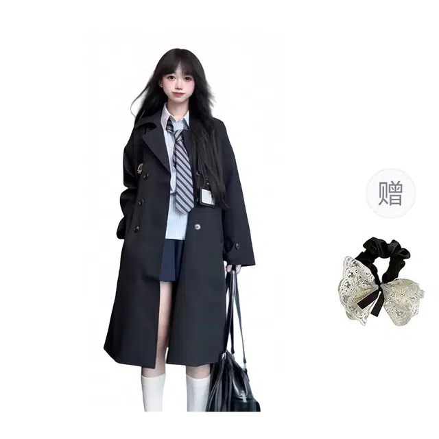 涂诗菲 日式温柔甜美学院风简约设计感长袖衬衫百搭纯色西装气质制服时尚裙装套装 女款