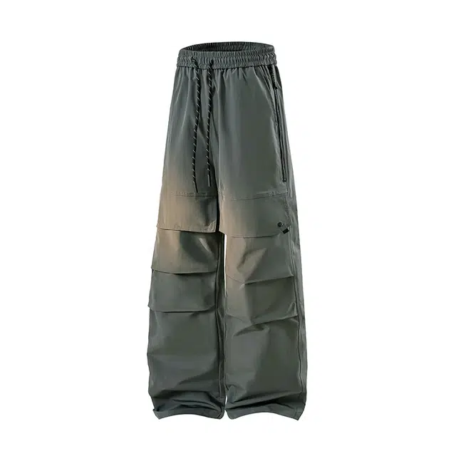 海尔斯 简约百搭美式高街宽松纯色系带休闲裤 男款