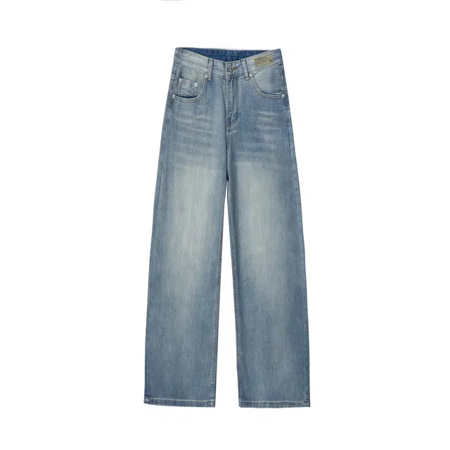 下层基础 显瘦简约基础舒适亲肤水洗弯刀牛仔裤 男女同款