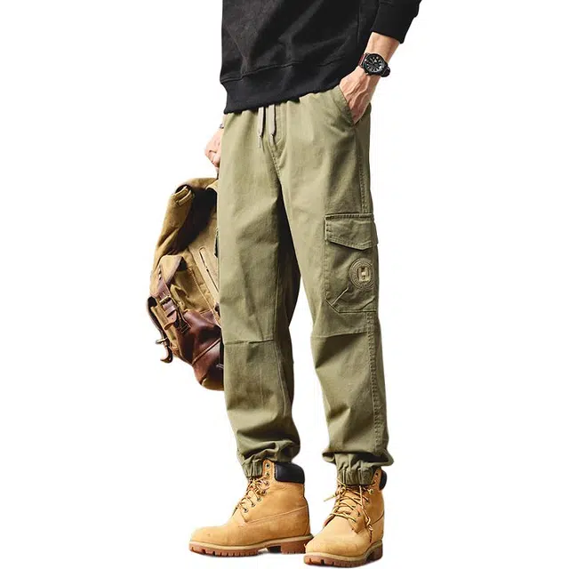 协协乐 高街风高端男士春秋季美式束脚哈伦九分裤宽松伞兵休闲长裤潮牌工装裤 男款
