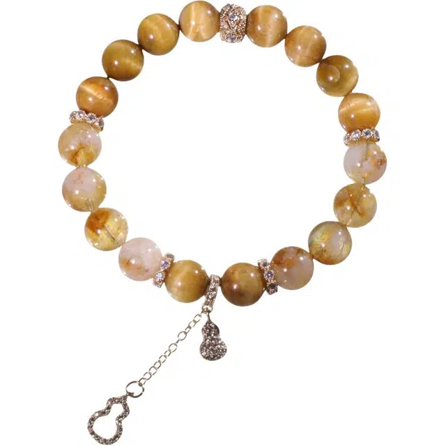 千叶珠宝 「金霭缀葫·钻芒耀」 优雅灵动招财福气富贵贵气轻奢高级感小众设计款#好运天然 黄水晶 手串 男女同款情侣款