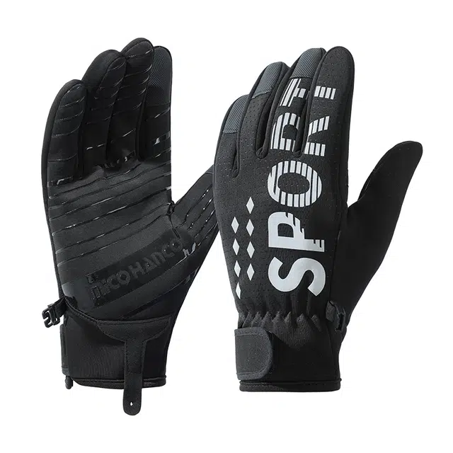 南极人 骑行冬季保暖加厚触屏户外骑车山地摩托车开车防风防寒 聚酯纤维 运动手套 男款