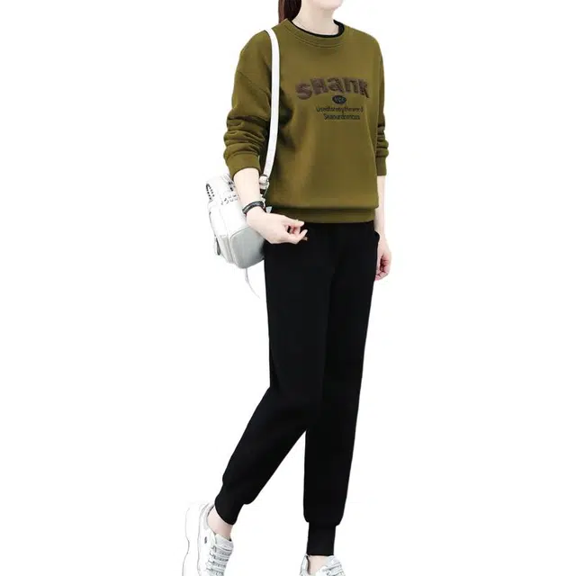 左岸 时尚简约女士百搭薄款长袖长裤两件套舒适柔软宽松透气日常通勤亲肤遮肉洋气减龄休闲套装 女款