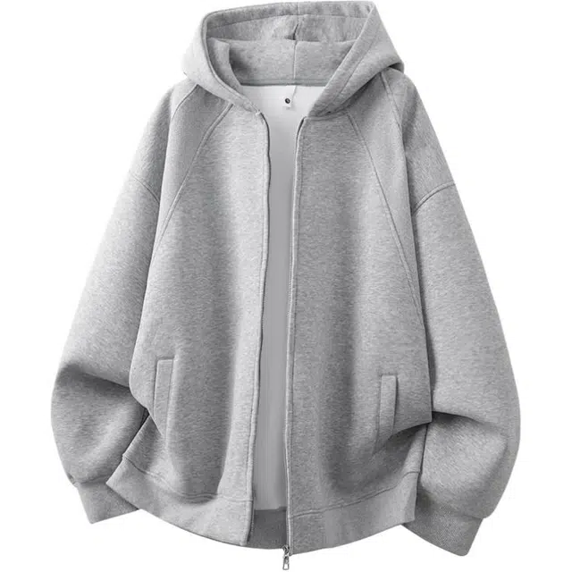 北欧攻略 美式高街复古风早秋宽松百搭连帽开衫外套卫衣 男女同款