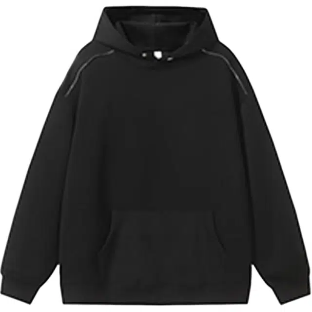 爱肯 美式复古痞帅高街风潮流纯色连帽纽扣点缀褶皱基础款口袋套头经典个性设计感宽松休闲舒适百搭小众高级感学院风潮牌卫衣 男女同款