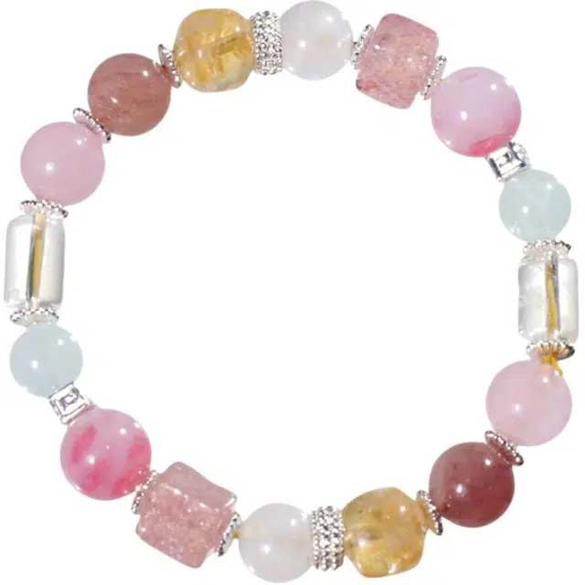 千叶珠宝 「彩珠流光·银环镶梦」多宝异形个性独特小众设计感高级精致灵动贵气气质#好运天然 多色水晶 手串 男女同款情侣款