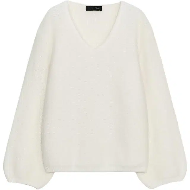 ZARA Ribbed V-Neck Knit Sweater