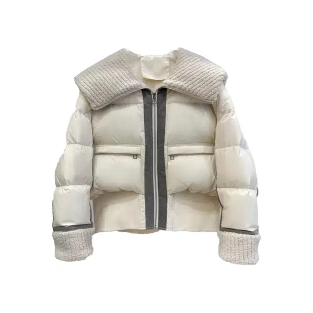 敲模女孩 美式复古时尚洋气羊羔毛大翻领百搭显瘦短款棉服绒感外套 女款