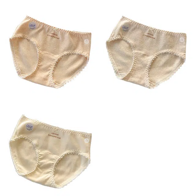 潞优野 高级感可爱甜美少女风纯棉全棉抗菌加长前挡中腰无痕透气秋冬季三角内裤 女款