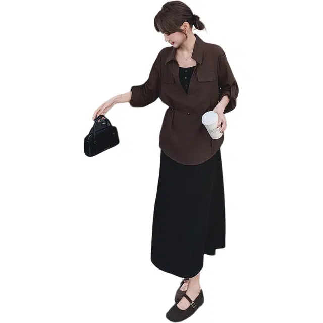 稻草人 优雅简约气质时尚显瘦秋季针织两件套装 女款