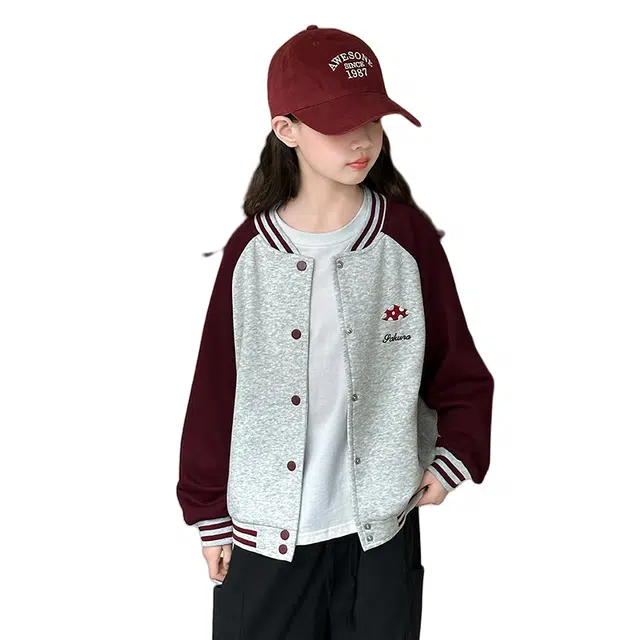 蓝彩何棒球服 女大童外套加厚百搭外出服秋装女童潮范秋天精致潮款超酷时髦舒适