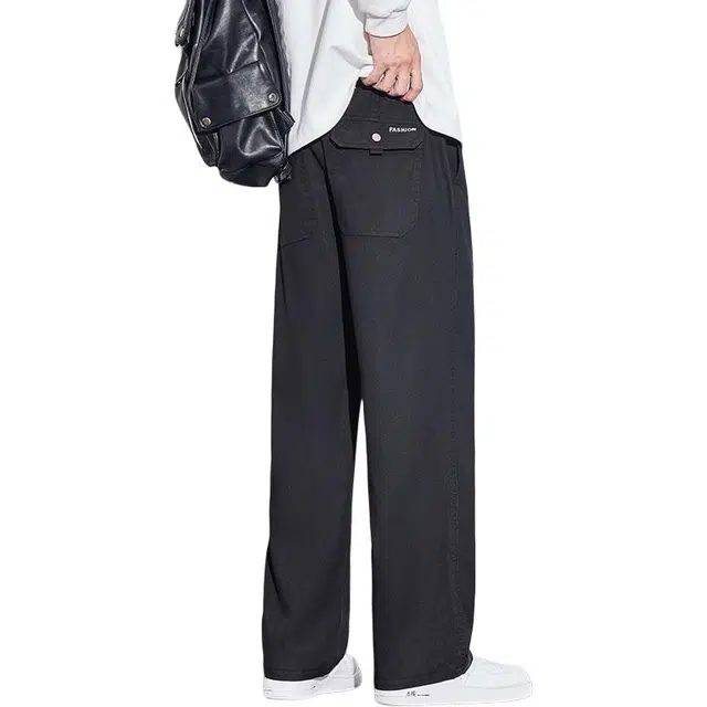 协协乐 高街风垂感工装裤春秋季美式潮牌宽松直筒阔腿拖地裤青少年痞帅通勤休闲长裤牛仔裤 男款