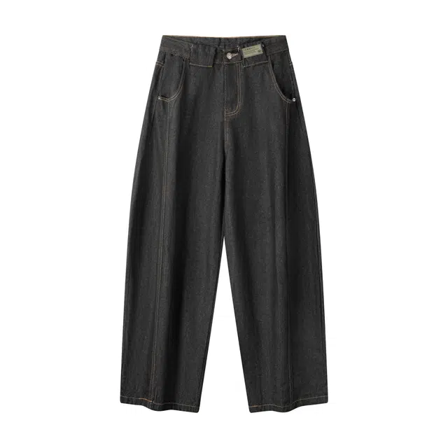 下层基础 秋季弯刀显瘦直筒显高 舒适亲肤 时尚走线形牛仔裤 男女同款