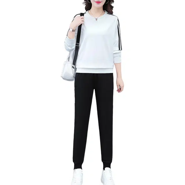 左岸 舒适优雅显高显瘦减龄时尚圆领长袖长裤卫衣休闲套装 女款