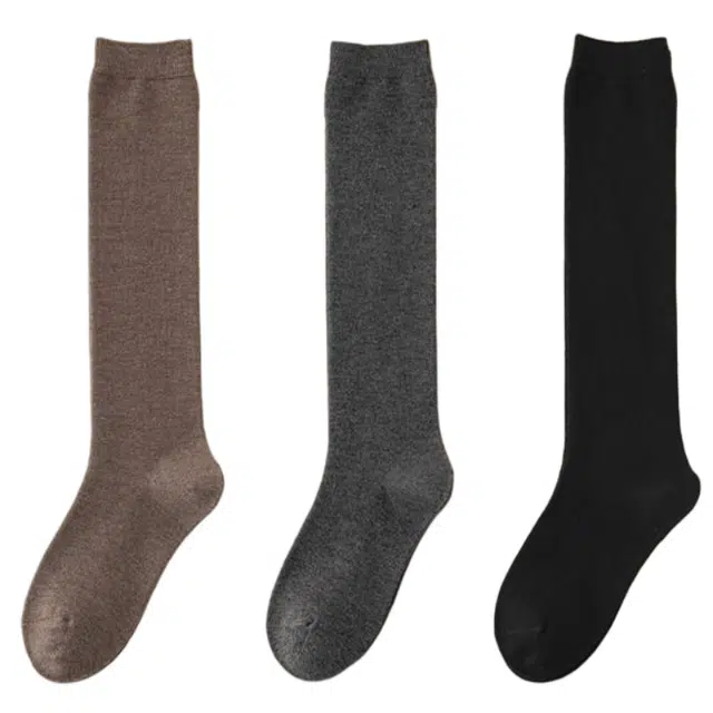 潞优野 轻奢高端袜子女性秋冬款羊毛羊绒厚保暖小腿袜冬季半腿袜高级感冬天高筒袜 女款