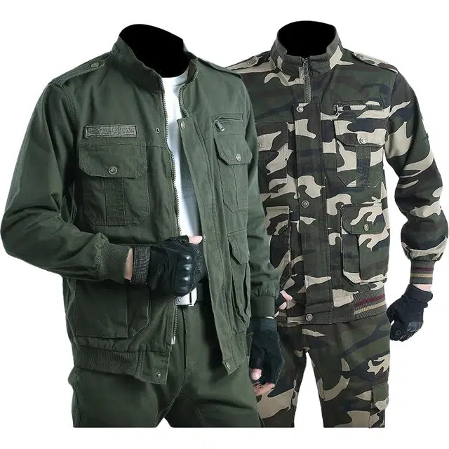 邦固依品 秋冬季工作服男纯棉弹力迷彩服加厚电焊防烫工装劳保服休闲运动套装 男女同款