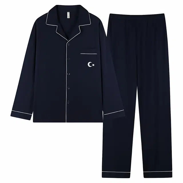 潞优野 高级感纯棉男春秋季长袖长裤开衫休闲大码爽棉家居服可外穿睡衣套装 男款