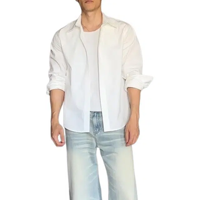 黑马漫画 纯色情侣休闲衬衣男秋季美式高街衬衫 男女同款