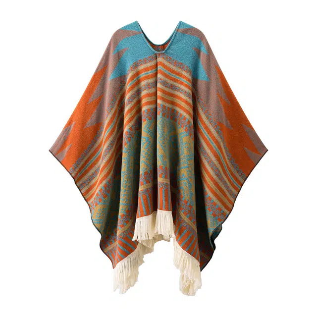 心水好物 民族风氛围感旅游穿搭旅行拍照出片外搭流苏保暖户外 聚酯纤维 披肩 女款