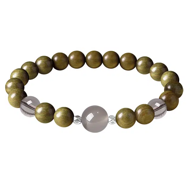 琛宬 【时来运转】招财纳福国潮复古文玩盘玩转运佛珠平安喜乐诸事顺遂时尚百搭显白高级感#好运 绿檀 木作手串 男女同款情侣款