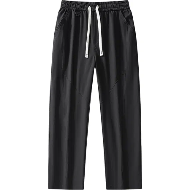 海尔斯 百搭中腰系带宽松直筒休闲裤 男款