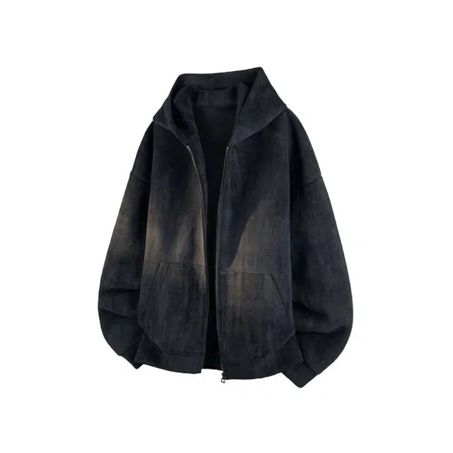 加荣 美式复古扎染水洗做旧卫衣男潮牌废宽松休闲情侣外套慵懒风高级痞帅开衫连帽男秋季纯色时尚百搭设计感小众男款上衣 男女同款