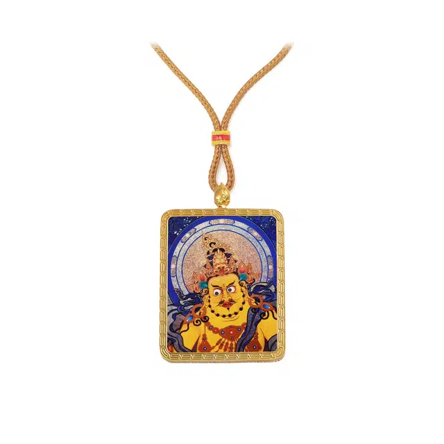 【百无禁忌百财来】 玉临门 时来运转国风黄财神唐卡藏式财神吊坠 藏传佛教护身符能量上岸#好运 合金 项链 男女同款情侣款
