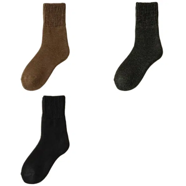 潞优野 轻奢高端袜子女性秋冬季羊毛加厚加绒款羊绒防臭保暖毛巾女士长袜冬天高级感中筒袜 女款