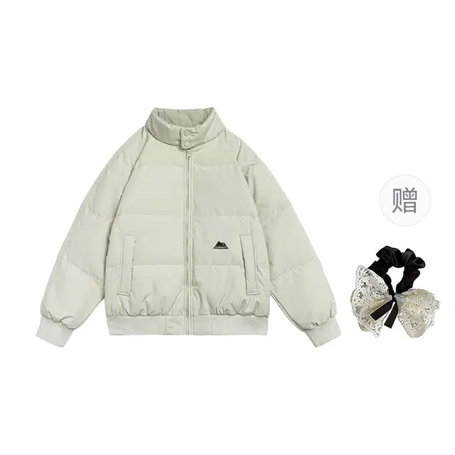 涂诗菲 美式复古纯色简约宽松舒适高级感遮肉显瘦休闲百搭立领外套棉服 男女同款