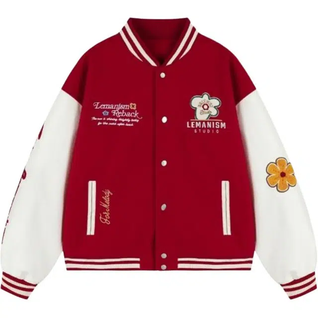 柏黛妃 秋季宽松爆款黄白夹克百搭小众外套刺绣字母时尚上衣女棒球服 女款