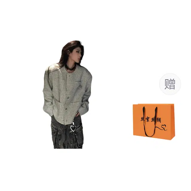 丝絮丝绸 通勤时尚舒适休闲截短外套 女款